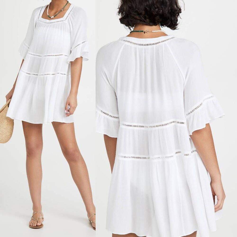 Playa Lucila Drop Waist Mini Dress,White S NWT $125